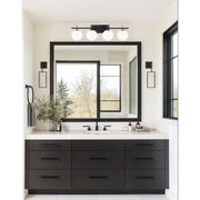 Dainolite Vivaldi 32in 4-Light Vanity Light | Transitional Matte Black and Aged Brass with White Glass | Bathroom & Powder | Model VAD-324W-MB-AGB
