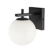 Dainolite Vivaldi 5in 1-Light Wall Sconce | Transitional Matte Black with White Glass | Hallway & Bedroom | 5 x 1 x 5 in | Model VAD-51W-MB