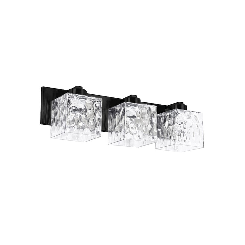 Dainolite Veda 23in 3-Light Vanity Light | Contemporary Matte Black and Clear Glass | Bathroom Vanity | 23 x 5 x 7 in | Model VED-223W-MB-CLR