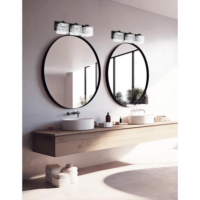 Dainolite Veda 3 Light Bath/Vanity, Matte Black/Clear