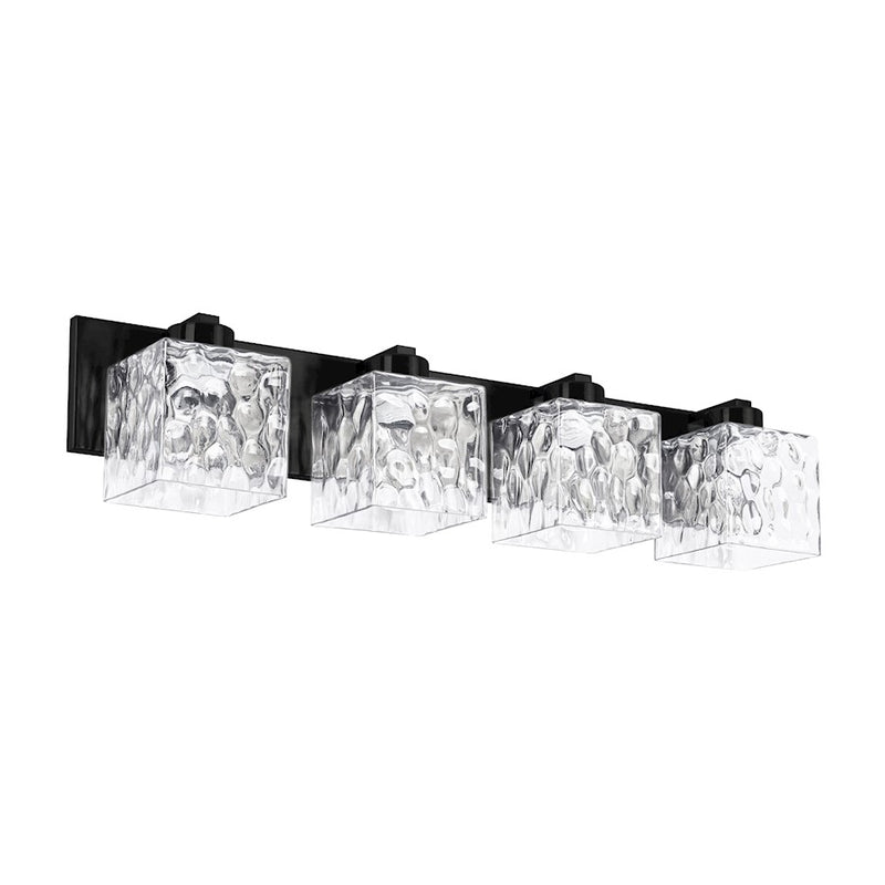 Dainolite Veda 31in 4-Light Vanity Light | Contemporary Matte Black and Clear Glass | Bathroom Vanity | 31 x 5 x 7 in | Model VED-294W-MB-CLR