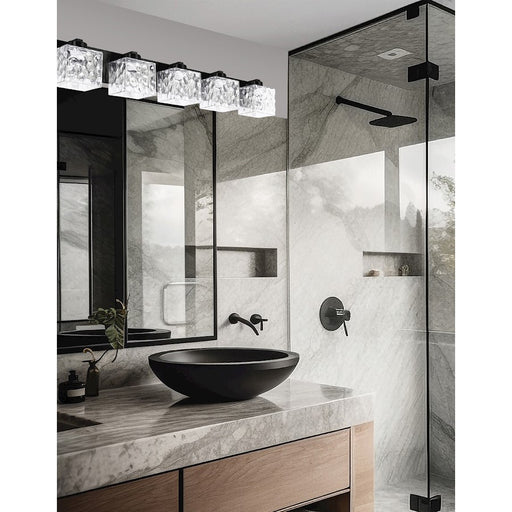 Dainolite Veda 5 Light Bath/Vanity, Matte Black/Clear