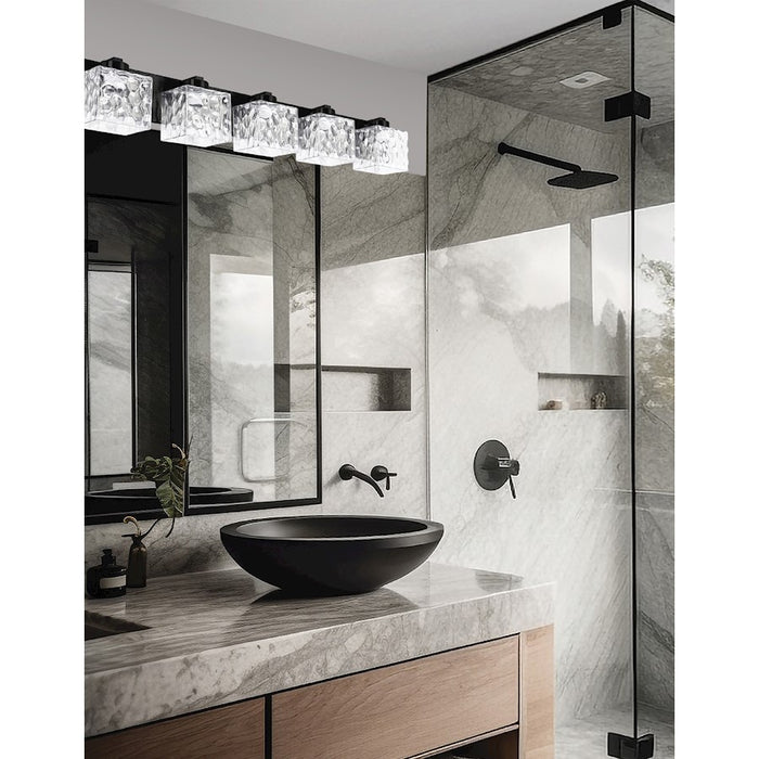 Dainolite Veda 5 Light Bath/Vanity, Matte Black/Clear