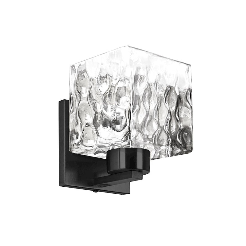 Dainolite Veda 1-Light Wall Sconce | Contemporary Matte Black and Clear Glass | Bathroom & Hallway | 4 x 5 x 7 in | Model VED-51W-MB-CLR
