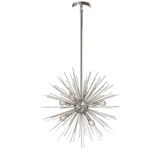 Dainolite Vega 20in 6-Light Pendant | Painted Silver and Polished Chrome Steel | Kitchen Island & Dining Room | 20 x 20 x 20 in | Model VEG-196P-SV-PC