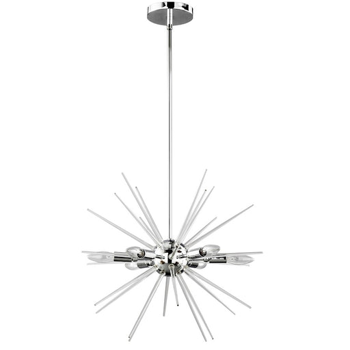 Dainolite Vela 21in 6-Light Pendant | Polished Chrome and Clear Acrylic Spikes | Dining Room & Living Room | 21 x 21 x 21 in | Model VEL-206C-PC