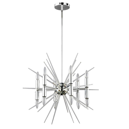Dainolite Vela 24in 12-Light Pendant | Polished Chrome and Clear Acrylic Spikes | Dining Room & Living Room | 24 x 24 x 24 in | Model VEL-2412C-PC