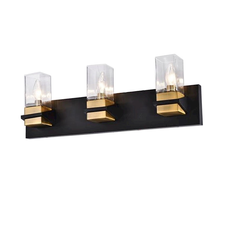 Dainolite Veronica 24in 3-Light Vanity | Contemporary Matte Black Metal and Clear Glass | Bathroom & Powder Room Vanity Light | 24 | Model VER-243W-MB-AGB