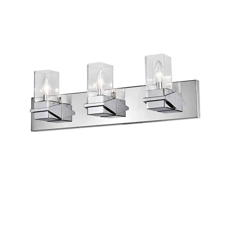 Dainolite Veronica 24in 3-Light Vanity | Contemporary Polished Chrome and Clear Glass | Bathroom & Powder Room | 24 x 4 x 8 in | Model VER-243W-PC