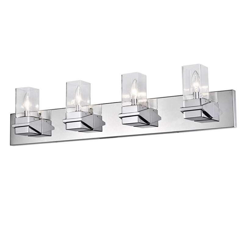 Dainolite Veronica 32in 4-Light Vanity | Contemporary Polished Chrome and Clear Glass | Bathroom & Powder Room | 32 x 4 x 8 in | Model VER-324W-PC