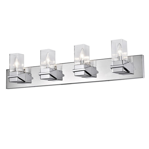 Dainolite Veronica 32in 4-Light Vanity | Contemporary Polished Chrome and Clear Glass | Bathroom & Powder Room | 32 x 4 x 8 in | Model VER-324W-PC