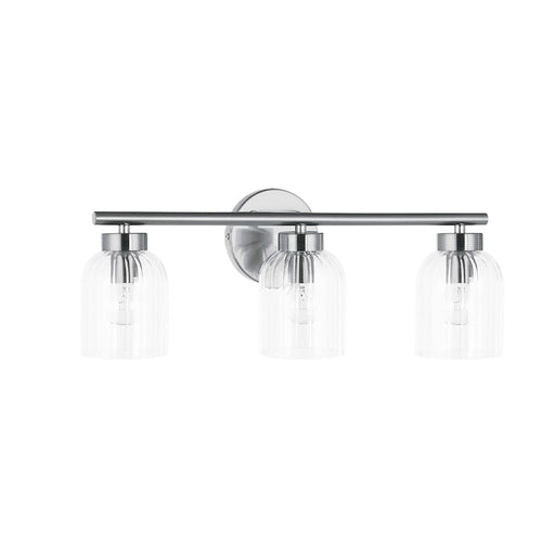 Dainolite Vienna 21in 3-Light Vanity Light | Transitional Polished Chrome and Clear Ribbed Glass | Bathroom & Powder Room | Model VIE-213W-PC