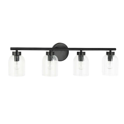 Dainolite Vienna 29in 4-Light Vanity | Transitional Matte Black and Clear Glass | Bathroom & Powder Room | 29 x 5.75 x 7.25 in | Model VIE-294W-MB