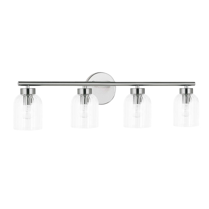 Dainolite Vienna 29in 4-Light Vanity | Transitional Polished Chrome and Clear Glass | Bathroom & Powder Room | 29 x 5.75 x 7.25 in | Model VIE-294W-PC