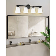 Dainolite Vienna 29in 4-Light Vanity | Transitional Matte Black and Clear Ribbed Glass | Bathroom & Powder Room | 29 x 6 x 8 in | Model VIE-304W-MB
