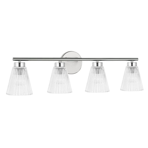 Dainolite Vienna 29in 4-Light Vanity | Transitional Polished Chrome and Clear Ribbed Glass | Bathroom Vanity | 6 x 29 x 8 in | Model VIE-304W-PC