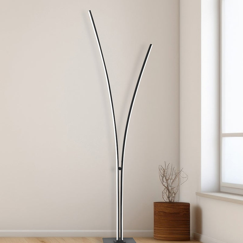 Dainolite Vincent LED Floor Lamp | Modern Matte Black and White Acrylic | Living Room & Bedroom Ambient Light | 65in Tall | Model VIN-6536LEDF-MB
