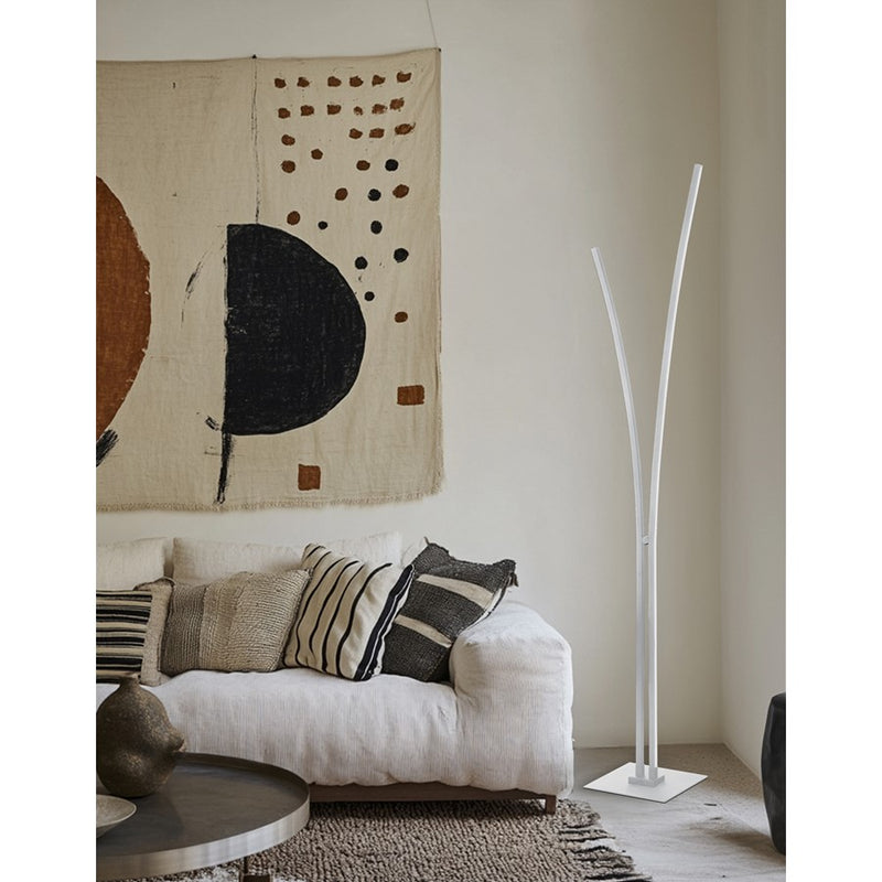 Dainolite Vincent 65in 1-Light Floor Lamp | Modern Matte White and White Acrylic | Living Room & Bedroom | 2500 Lumens 3000K | Model VIN-6536LEDF-MW