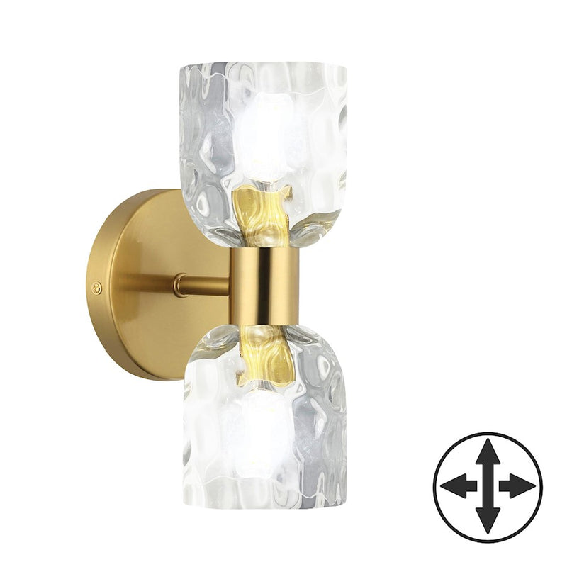 Dainolite Vallora 2 Light Bath/Vanity, Aged Brass/Clear