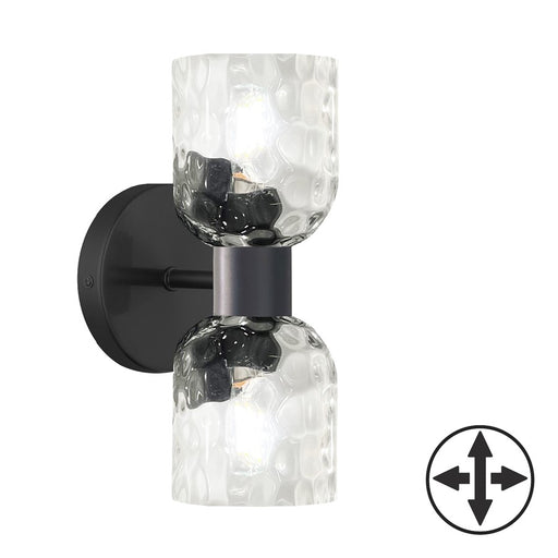 Dainolite Vallora 2 Light Bath/Vanity, Matte Black/Clear
