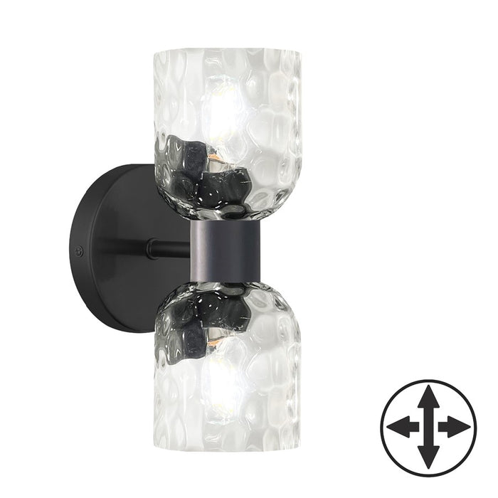 Dainolite Vallora 2 Light Bath/Vanity, Matte Black/Clear