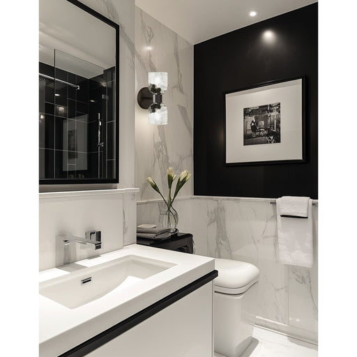 Dainolite Vallora 2 Light Bath/Vanity, Matte Black/Clear