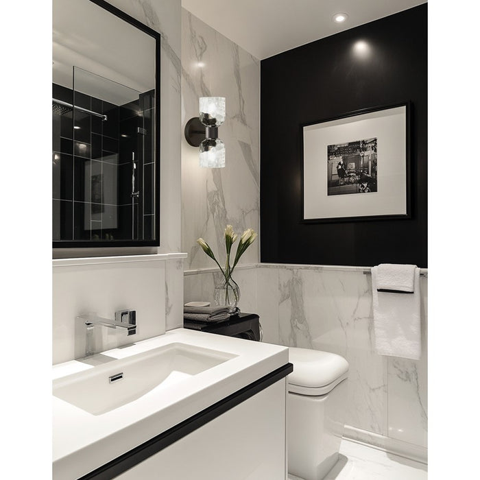 Dainolite Vallora 2 Light Bath/Vanity, Matte Black/Clear