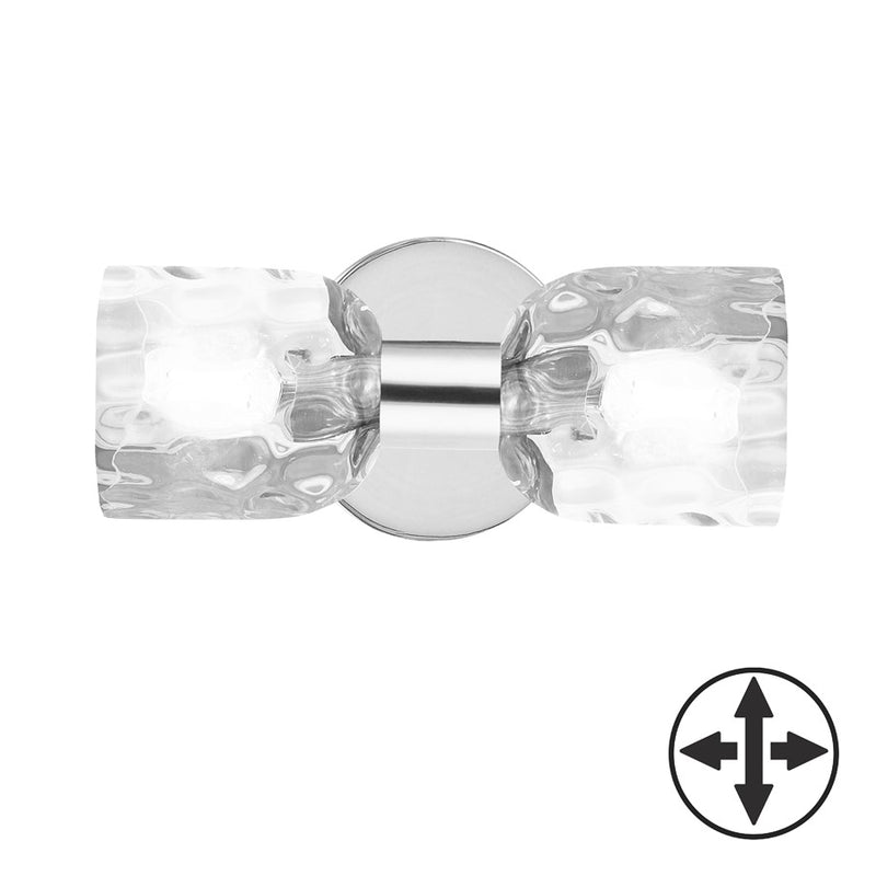 Dainolite Vallora 2 Light Bath/Vanity, Polished Chrome/Clear