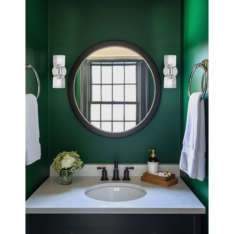 Dainolite Vallora 2-Light Vanity Light | Transitional Polished Chrome and Clear Glass | Bathroom & Powder Room | 11.5 in H | Model VLA-102W-PC-CLR