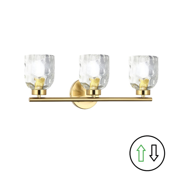 Dainolite Vallora 3 Light Bath/Vanity, Aged Brass/Clear