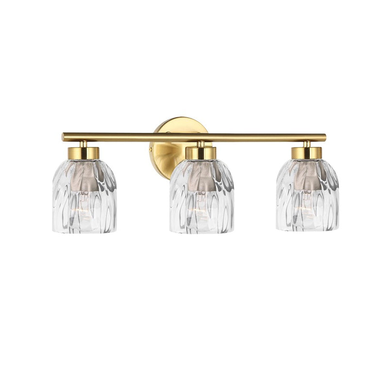 Dainolite Vallora 3-Light Vanity Light | Transitional Aged Brass and Clear Glass | Bathroom & Powder Room | 21 in W | Model VLA-213W-AGB-CLR