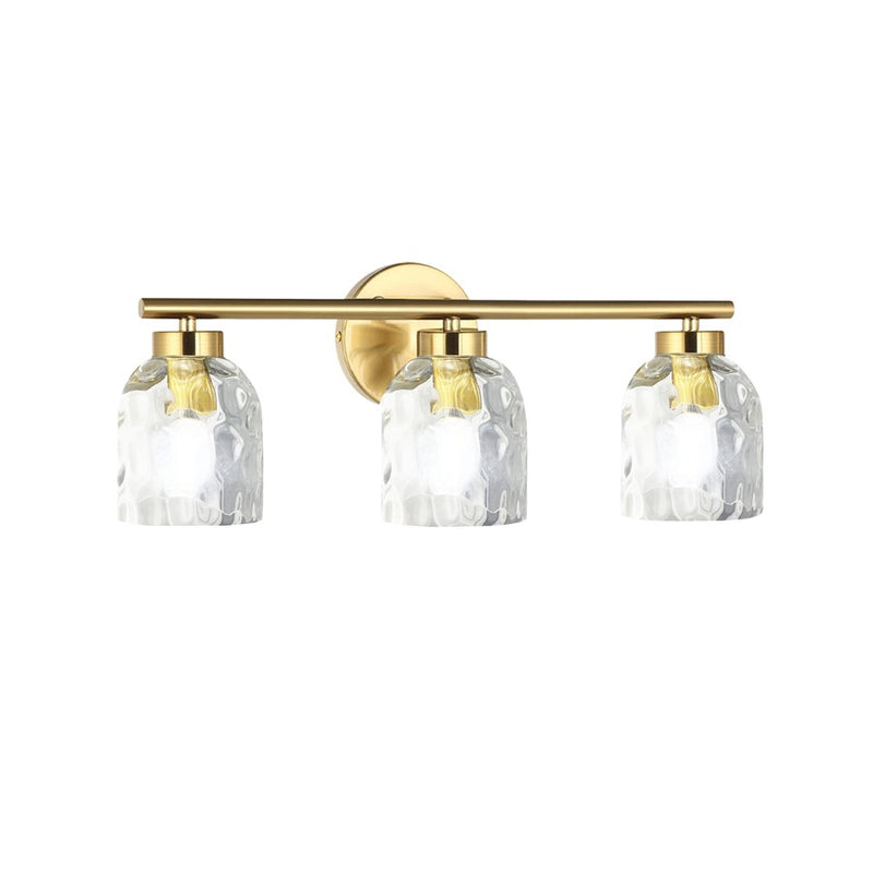Dainolite Vallora 3-Light Vanity Light | Transitional Aged Brass and Clear Glass | Bathroom & Powder Room | 21 in W | Model VLA-213W-AGB-CLR