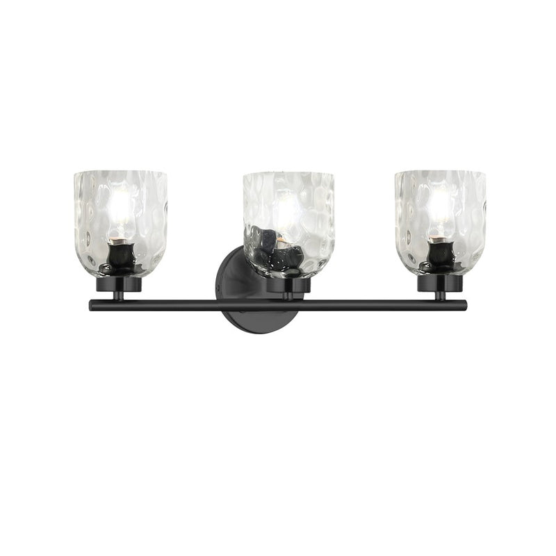 Dainolite Vallora 3-Light Vanity Light | Transitional Matte Black and Clear Glass | Bathroom & Powder Room | 21 in W | Model VLA-213W-MB-CLR