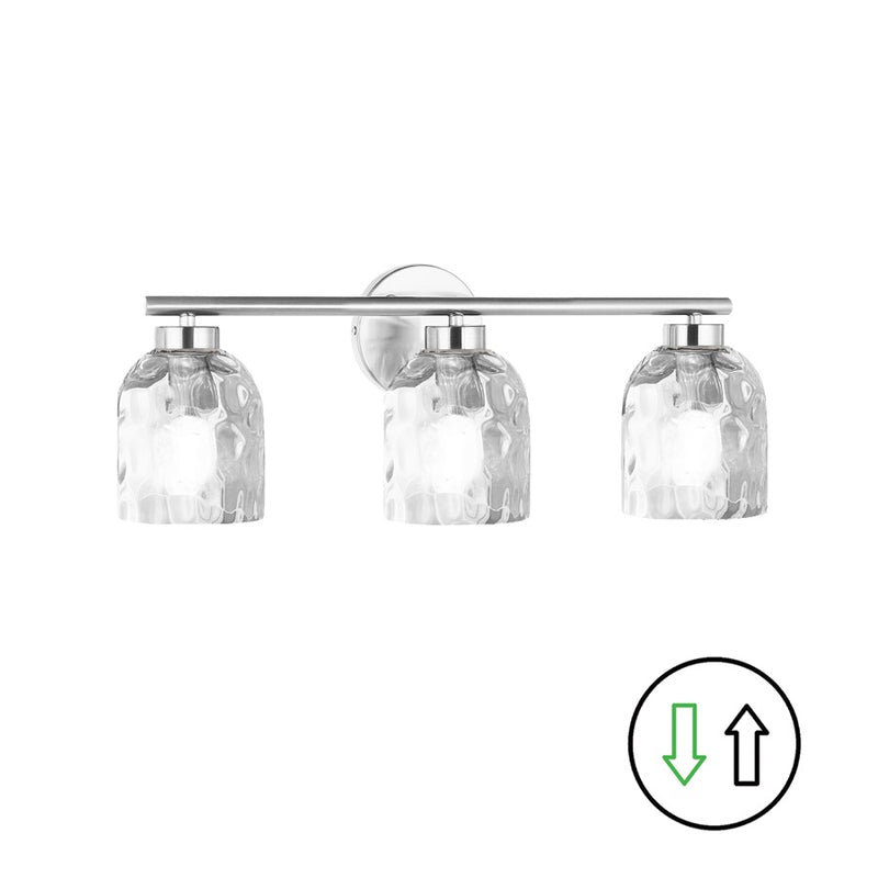 Dainolite Vallora 3-Light Vanity Light | Transitional Polished Chrome and Clear Glass | Bathroom & Powder Room | 21 in W | Model VLA-213W-PC-CLR