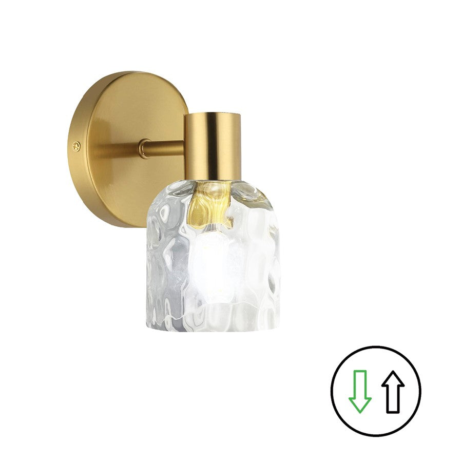 Dainolite Vallora 1 Light Bath/Vanity, Aged Brass/Clear