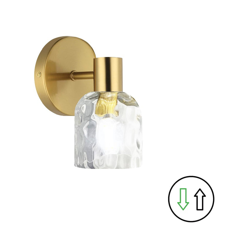 Dainolite Vallora 8in 1-Light Vanity Light | Transitional Aged Brass and Clear Glass | Bathroom & Powder Room | Model VLA-81W-AGB-CLR