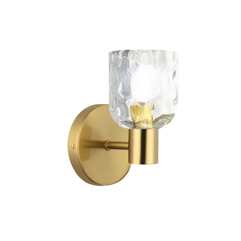 Dainolite Vallora 8in 1-Light Vanity Light | Transitional Aged Brass and Clear Glass | Bathroom & Powder Room | Model VLA-81W-AGB-CLR