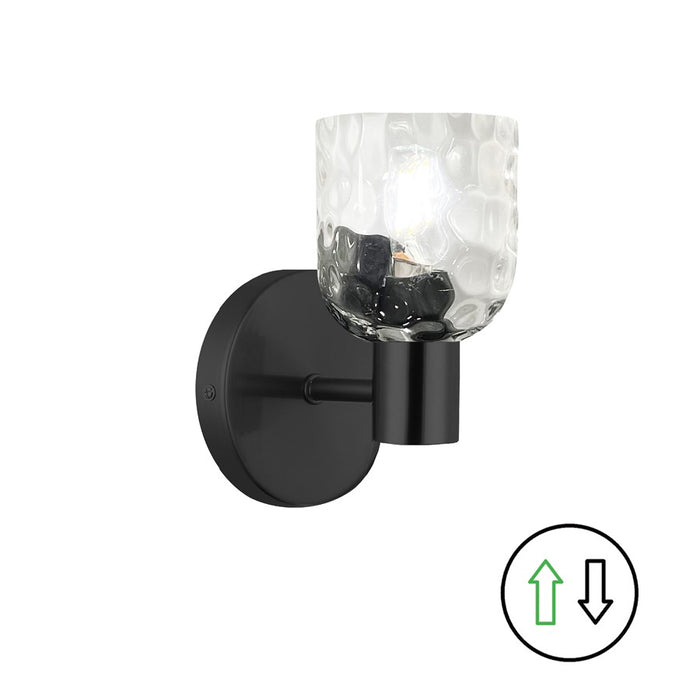 Dainolite Vallora 1 Light Bath/Vanity, Matte Black/Clear