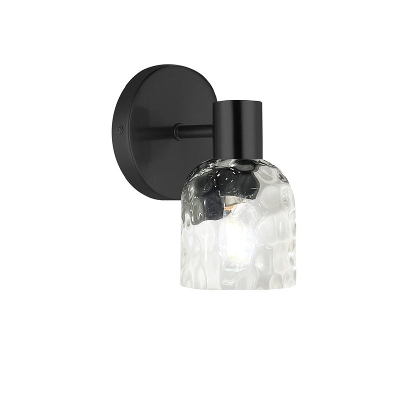 Dainolite Vallora 8in 1-Light Vanity Light | Transitional Matte Black and Clear Glass | Bathroom & Powder Room | Model VLA-81W-MB-CLR