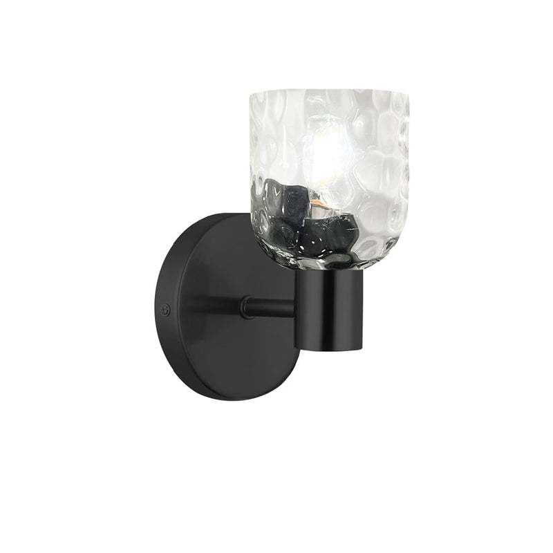 Dainolite Vallora 8in 1-Light Vanity Light | Transitional Matte Black and Clear Glass | Bathroom & Powder Room | Model VLA-81W-MB-CLR