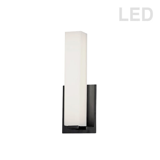 Dainolite VLD-172 10.5in 1-Light Vanity Light | Contemporary White Glass and Matte Black Metal | Bathroom Vanity | Model VLD-172-10-MB