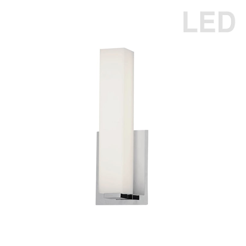 Dainolite VLD-172 10.5in 1-Light Vanity Light | Contemporary White Glass and Polished Chrome Metal | Bathroom Vanity | Model VLD-172-10-PC