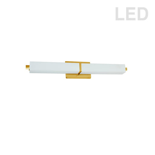 Dainolite VLD-172 27in 1-Light Vanity Light | Contemporary White Glass and Aged Brass Metal | Bathroom Vanity & Powder Room | 3 x | Model VLD-172-24-AGB