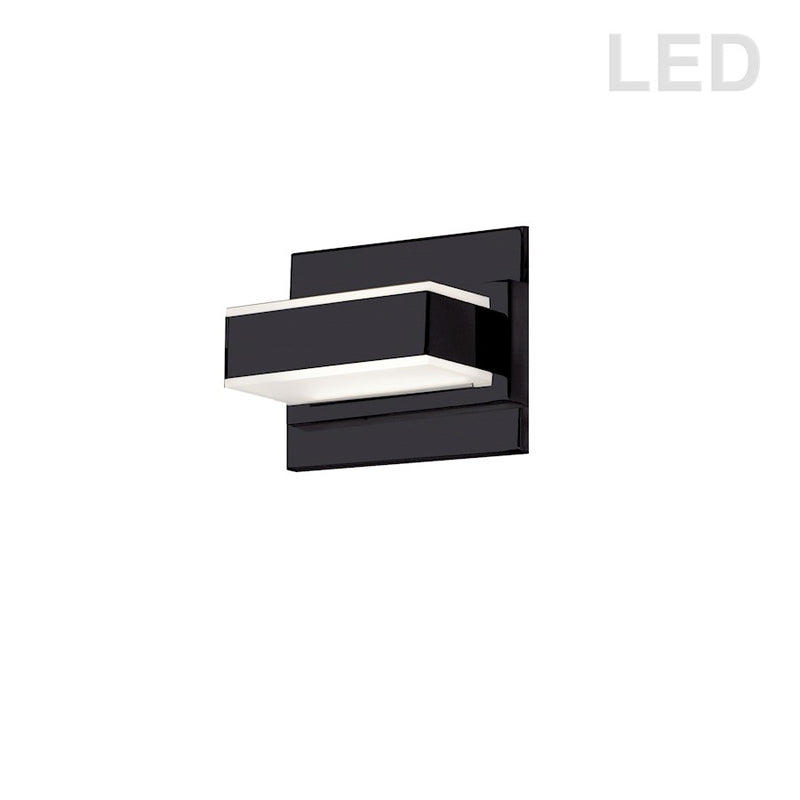 Dainolite VLD-215 6in 1-Light Vanity Light | Matte Black Painted and Frosted Acrylic | Bathroom Vanity | 6 x 4.75 x 4.5 in | Model VLD-215-1W-MB