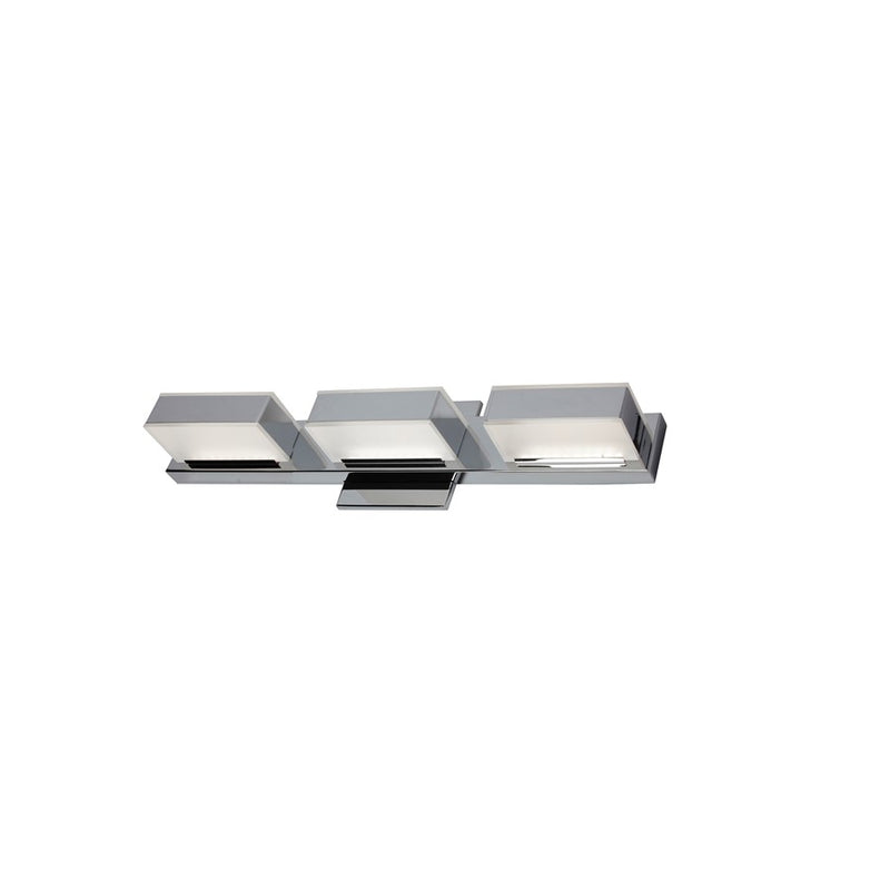 Dainolite VLD-215 20in 3-Light LED Vanity Light | Modern Polished Chrome and White Acrylic | Bathroom Vanity | 20 x 3 x 4.75 in | Model VLD-215-3W-PC
