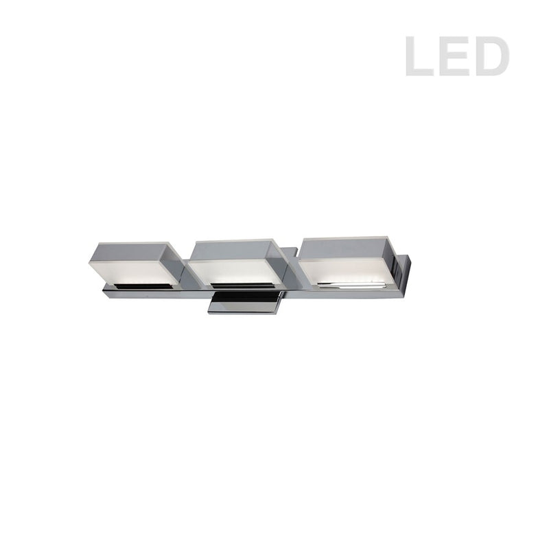 Dainolite VLD-215 20in 3-Light LED Vanity Light | Modern Polished Chrome and White Acrylic | Bathroom Vanity | 20 x 3 x 4.75 in | Model VLD-215-3W-PC