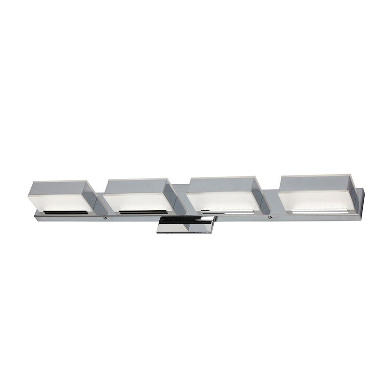 Dainolite VLD-215 27in 4-Light LED Vanity Light | Modern Polished Chrome and White Acrylic | Bathroom Vanity | 27 x 3 x 4.75 in | Model VLD-215-4W-PC