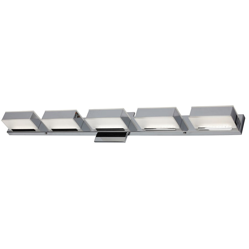Dainolite VLD-215 34in 5-Light LED Vanity Light | Modern Polished Chrome and White Acrylic | Bathroom Vanity | 34 x 3 x 5 in | Model VLD-215-5W-PC