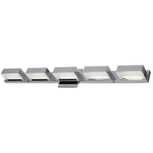Dainolite VLD-215 34in 5-Light LED Vanity Light | Modern Polished Chrome and White Acrylic | Bathroom Vanity | 34 x 3 x 5 in | Model VLD-215-5W-PC