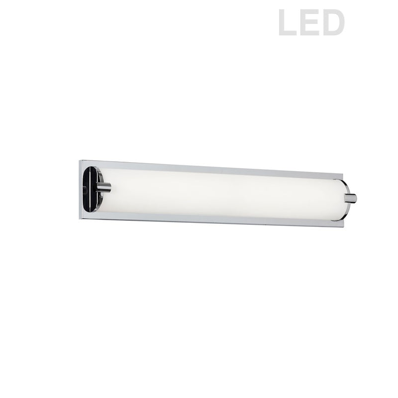 Dainolite VLD-464 25in 1-Light LED Vanity | Contemporary Polished Chrome and White Glass | Bathroom Vanity Light | 25 x 2.7 x 4.5 in | Model VLD-464-25-PC